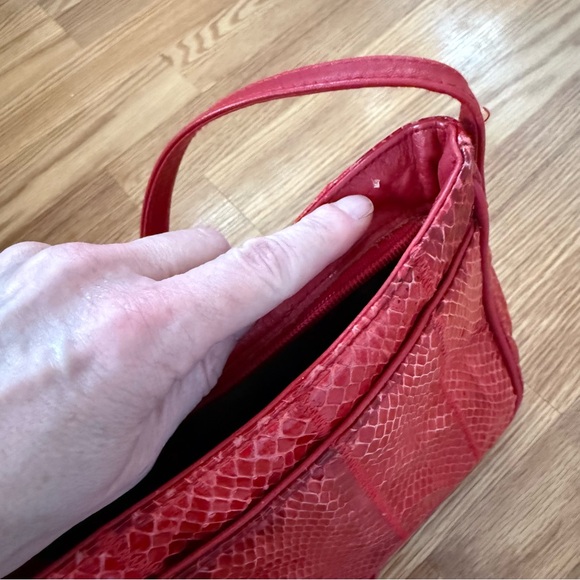 Vintage‎ Ganson cherry Red Snakeskin Shoulder Bag - Picture 12 of 12